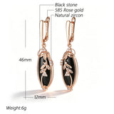 Sparkling Black AAA Zircon 14K Filled Gold Long Drop Earrings Vintage Jewellery