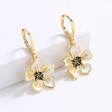 Fashion Yellow Flower 18k Gold Plated Flower Luxury Handmade Enamel Earrings