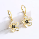 Fashion Yellow Flower 18k Gold Plated Flower Luxury Handmade Enamel Earrings