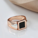 Two Tone 14K Gold Filled AAA Black Zircon Fashion Men's Signet Big Size Ring