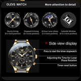 Fashion Luxury Moon Phase Chronograph New Quartz Watches for Men - Ceramic Strap Waterproof Luminous Men's Watches