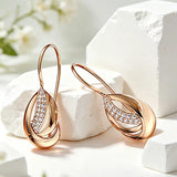 14K Gold Filled AAA Zircon Diamonds Unusual Glossy Long Drop Earrings Fine Jewellery
