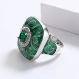 Fashion Green Handmade Enamel AAA Zircon Crystals Domineering Unique Ring