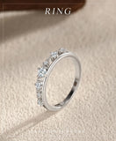 New Design Sterling Silver Double Layer Line Round AAAA Lab Created Diamond Ring