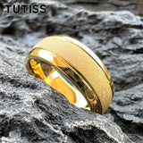 Sandblasted Gold Tone 6/8mm  Engagement Wedding Tungsten Ring for Men Women