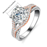 Fashionable Trendy Design Two-Tone 925 Sterling Silver 2 Carat VVS1 Moissanite Diamonds Wedding Engagement Rings