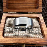 Brushed Finish Beveled Polished Edge 10/12mm Men Wedding Black Tungsten Rings