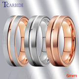 Brushed And Center Groove Finish 6MM Men Women Tungsten Wedding Rings