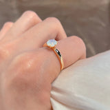 14K Gold Filled New Minimalist Matte White 6 Prongs AAA Zircon Crystal Glossy Ring