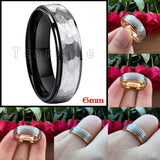 New Trendy Stepped Brushed Finish 6MM 8MM Multicolors Hammer Tungsten Comfort Fit Wedding Rings For Men and Women - The Jewellery Supermarket