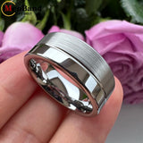 Offset Groove Polished Brushed Finish 6MM 8MM Womens Mens Tungsten Carbide Rings