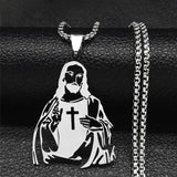 Stainless Steel Catholic Jesus Cross Necklaces Women/Men Gold Colour Pendants Necklaces Jewellery