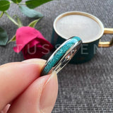New Crushed Turquoise Inlay 4MM/6MM/8MM Multicolour Tungsten Comfort Fit Engagement Wedding Ring for Women and Men - The Jewellery Supermarket