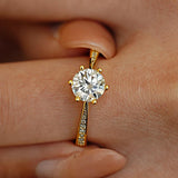 GRA Certified 6.5mm Moissanite Diamond Solitaire Ring 18K Gold Plated Silver 6 Claws Wedding Fine Jewellery Ring