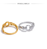 18K Gold Plated Exquisite Stainless Steel AAA Cubic Zirconia Diamonds Stylish Ring