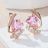 14 Karat Gold Filled Shiny Pink AAA Zircon Crystals Fashion Jewellery Earrings For Women