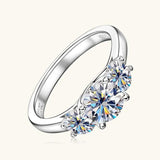 Amazing Round Cut Three Stone D Colour VVS1 Moissanite Engagement Wedding Rings - Sterling Silver Fine Jewellery