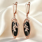 Sparkling Black AAA Zircon 14K Filled Gold Long Drop Earrings Vintage Jewellery