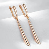 Elegant Fashion Glossy Rolled Rose Gold of 14-Karat Purity Long Earrings For Women - Daily Jewellery