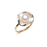 Amazing Flower Design Pink Grey Purple White Black Pearl AAA Zircon Diamonds Ring