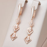 Glossy Geometry 14K Gold Filled AAA Lab Created Zircon Diamonds Drop Earrings