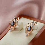 Elegant Rolled 14K Rose Gold Vintage Style Drop Earrings with Gradient AAA Zircon Diamonds Fashion Fine Jewellery