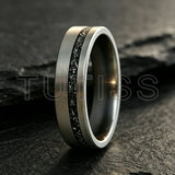 Black Meteorite Offset groove Brushed Finish 6/8mm Tungsten Carbide Couple Rings