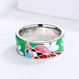 Creative Green Flower Fashion Handmade Enamel AAA Zircon Bird Shape Ring