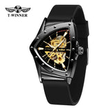 Luxury High-end Triangle Steel Skeleton Automatic Sports Waterproof Silicone Strap Luminous Mechanical Mens Watches