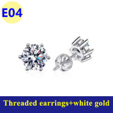925 Sterling Sliver High-end Crown Moissanite Diamond Heart Screw Stud Earrings For Women