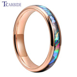 Abalone Shell Inlay Domed Polished 4mm Tungsten Wedding Women Rings