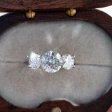 Real 2-4ct D Coluor Round Cut 3 Stone Moissanite Diamond Wedding Engagement Promise Rings 925 Silver Fine Jewellery
