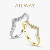 Romantic V Shape High Quality AAAA Lab Created Diamond Silver Sparkling Rings