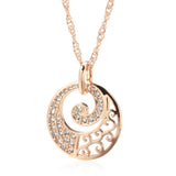 Luxury 14K Filled Rose Gold AAA Zircon Diamonds Circle Hollow Pendant Necklace For Women - Fine Daily Party Jewellery