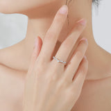Exquisite Wave Drop 925 sterling silver Round AAAA Lab Created Diamonds Ring