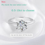 1-5CT  VVS1 D Colour Moissanite Diamond Solitaire Engagement Wedding Silver Rings