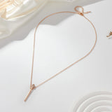 Charming Matchstick 14K Filled Rose Gold AAA White or Red Zircon Full Paved Luxury Party Jewellery Necklace