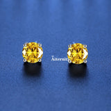 VVS1 Sterling Silver White Pink Yellow Red Orange Moissanite Diamonds Stud Earrings