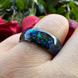 Domed Polished Bright Opal 8mm Men Women Tungsten Engagement Wedding Rings