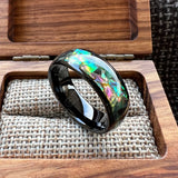 Multicolor Abalone Shell Inlay Domed Polished 4/6/8MM Men Women Tungsten Rings