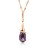 14K Gold Filled Fashion Purple AAA Zircon Crystal Water Drop Long Fine Pendant Necklace