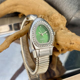 Honeycomb Bullet Texture Dial Single-Coil Snake Bangle Futuristic Statement Watch