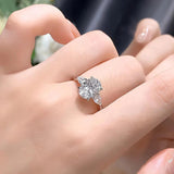 3-Stone GRA Certified 2CT Oval Cut Moissanite Diamonds Ladies Rings 925 Silver Engagement Wedding Band Jewellery