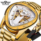 Fashion Top Brand Triangle Men's Automatic Mechanical Hollow Luxury Golden Full Stainless Steel Men's Wrist Watches