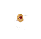 18K Gold Plated Vintage Red Blue Natural Stone Stainless Steel Open Fashion Ring