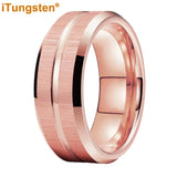 New Grooved Brushed Beveled Finish Classic Tungsten Carbide Rings for Men Women