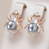 14K Gold Filled Fashion Grey Spider Shape AAA Zircon Diamonds Drop Unique Earrings