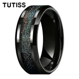 Various Flowing Sand/Green Grass Agate Inlay 8mm Tungsten Carbide Rings
