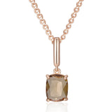 Beautiful Square Brown Rolled 14K Rose Gold AAA Zircon Crystal Necklace for Women - High Quality Jewellery