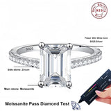1CT 2CT Emerald,Radiant Cut VVS1 D Colour Moissanite Diamond Silver Engagement Rings